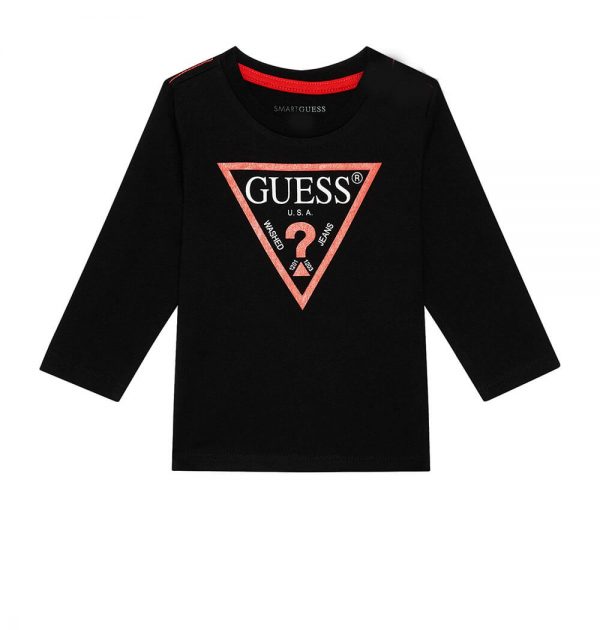 Παιδική μπλούζα μακό Guess mini boy N84I24K8HM0 μαύρο για αγόρια