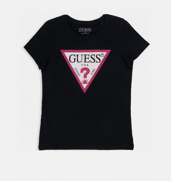 Παιδική μπλούζα Guess με strass J2YI51K6YW1 μαύρο για κορίτσια