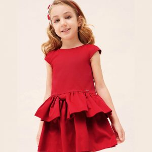 Παιδικό φόρεμα Mayoral mini girl απλικέ φιόγκος 3920 κόκκινο