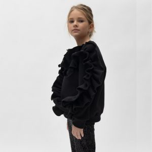 Παιδική μπλούζα φούτερ με βολάν Alice a9735 μαύρο για κορίτσια