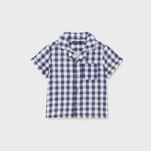 Βρεφικό πουκάμισο καρό Mayoral κοντομάνικο 1110 μπλε για αγόρια