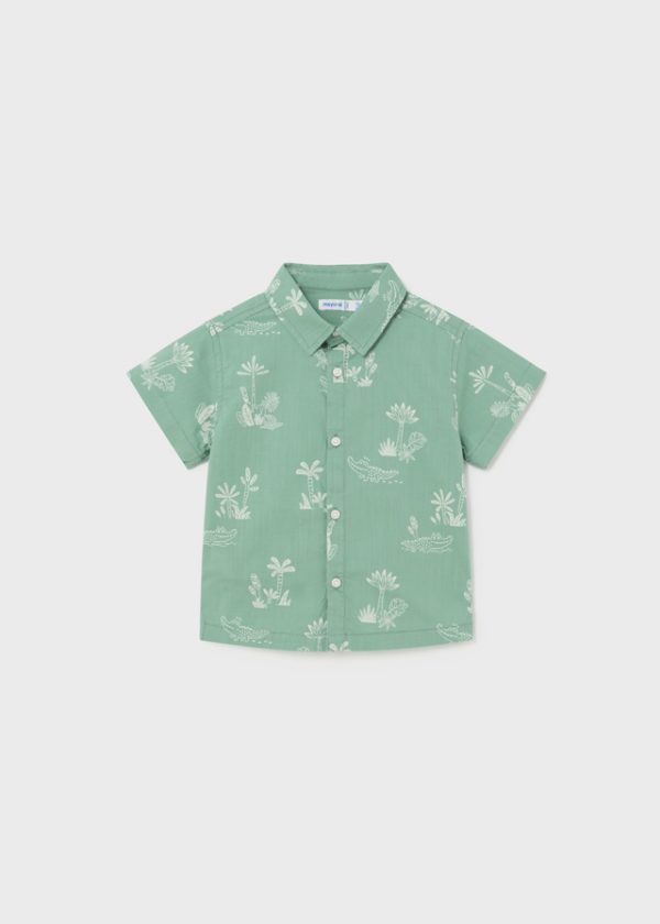 Βρεφικό πουκάμισο σταμπωτό κοντομάνικο Mayoral 1112 πράσινο για αγόρια