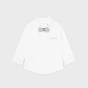 Βρεφικό πουκάμισο Mayoral αμπιγιέ με παπιγιόν 1116 λευκό για αγόρια