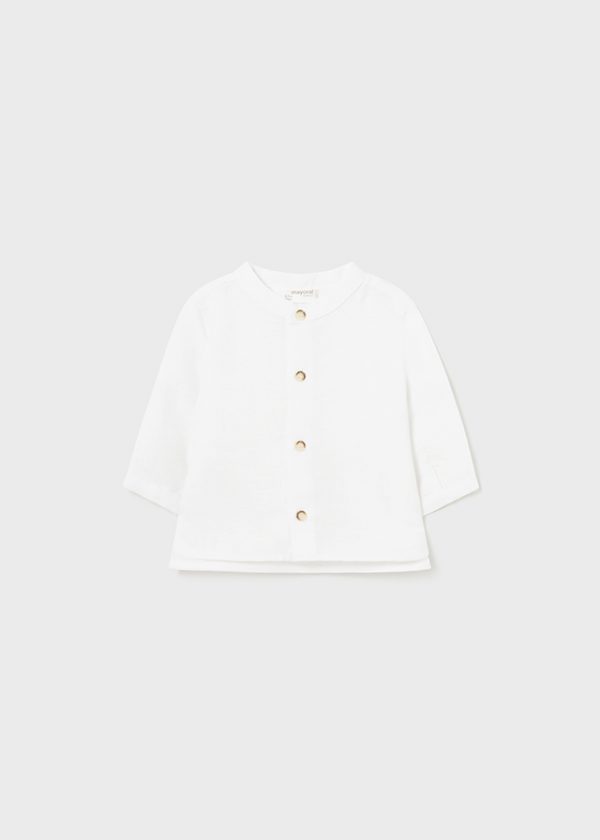 Βρεφικό πουκάμισο Mayoral μάο γιακάς 1195 λευκό για αγόρια