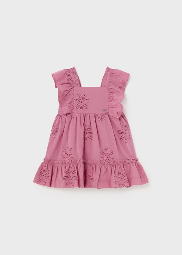 Παιδικό φόρεμα κεντητό Mayoral 1913 ροδί για κορίτσια που θέλουν ιδιαίτερο αλλά και ευκολοφόρετο ρούχο ή φόρεμα