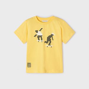 Παιδικές μπλούζες διαδραστικές Mayoral qr code 3013 κίτρινο για αγόρια που θέλουν να ξεχωρίζουν κάθε μέρα με την εμφάνιση τους