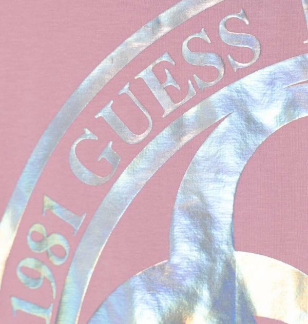 Μπλούζα Guess με ασημί λογότυπο J4RI02K6YW4 ροζ