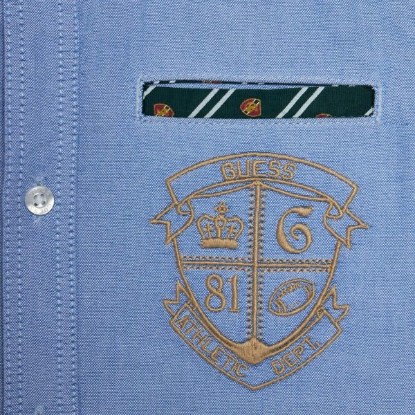 Πουκάμισο oxford Guess με κεντημένο λογότυπο L4RH04W9CL0 γαλάζιο