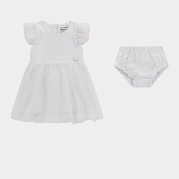 Παιδικό φόρεμα Guess με τούλι & εσώρουχο A4RK02KC4T0 λευκό