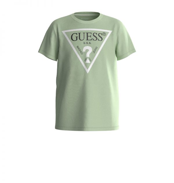Παιδική μπλούζα Guess με λογότυπο N73I55K8HM0 μέντα για αγόρια