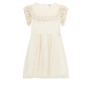 Παιδικό φόρεμα αμπιγιέ Guess με βολάν J4RK12KC4S0 εκρού για κορίτσια