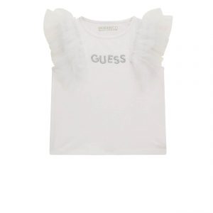 Παιδικές μπλούζες Guess τούλινο βολάν K4GI22K6YW1 λευκό για κορίτσια