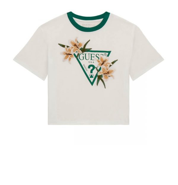 Παιδική μπλούζα Guess crop J4GI39K46D1 λευκό για κορίτσια