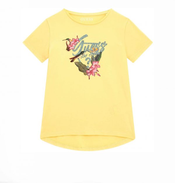 Παιδική μπλούζα Guess άνισο τελείωμα & glliter τύπωμα για κορίτσια
