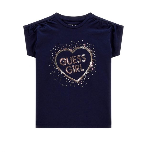 Παιδική μπλούζα Guess με παγιέτες K4RI25K6YW4 μπλε για κορίτσια