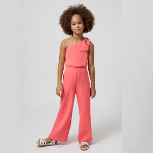Παιδική ολόσωμη φόρμα Mayoral κρεπ 6853 ροζ σομόν για κορίτσια που θέλουν υπέροχες αμπιγιέ εμφανίσεις το καλοκαίρι