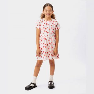 Παιδικό φόρεμα Compania Fantastica heart print 11416 εκρού για κορίτσια