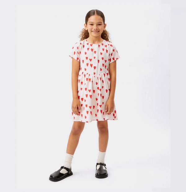 Παιδικό φόρεμα Compania Fantastica heart print 11416 εκρού για κορίτσια
