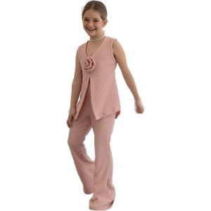 Παιδικό Σετ γιλέκο με παντελόνι Alice a18031 ροζ για κορίτσια