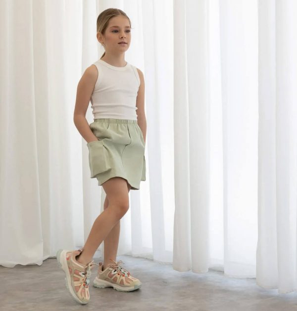 Παιδική φούστα cargo Alice με πλαϊνές τσέπες a12022 μέντα για κορίτσια