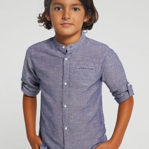 Παιδικό πουκάμισο λινό Mayoral 6114 μπλε για αγόρια