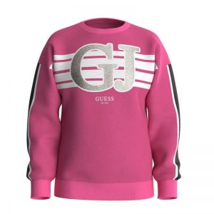 Παιδική μπλούζα φούτερ Guess K4YQ02KA6R4 ροζ για κορίτσια που θέλουν ωραίο και επώνυμο καθημερινό ντύσιμο