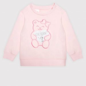 Παιδική μπλούζα φούτερ Guess με κέντημα αρκουδάκι K1YQ03KAE20 ροζ για κορίτσια