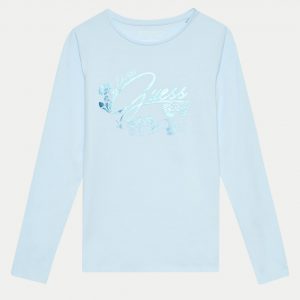 Μπλούζα Guess μεταλιζέ λογότυπο J4YI36K6YW4 γαλάζιο