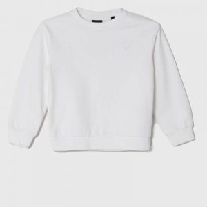 Παιδική μπλούζα φούτερ Guess oversized N4YQ05KAD73 λευκό για αγόρια