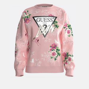 Παιδική μπλούζα φούτερ Guess icon K4YQ05KA6R3 πολύχρωμο ροζ για κορίτσια