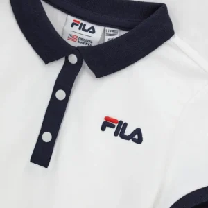 Μπλούζα FILA polo slim fit midi πικέ DFPV5165YF λευκό