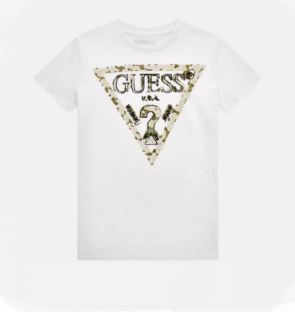 Παιδική μπλούζα Guess με λογότυπο L4GI03K8HM4 λευκό για αγόρια