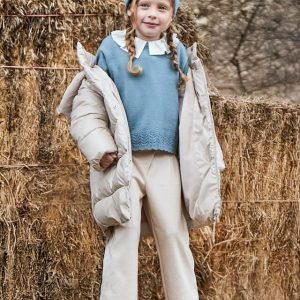 Παιδικό παντελόνι με πιέτες Mayoral 04573-068 Μπεζ για κορίτσια