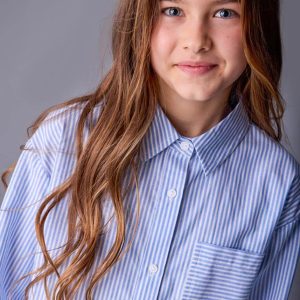 Παιδικό πουκάμισο ποπλίνα ριγέ Mayoral 07197-058 Μπλε κοριτσίστικο