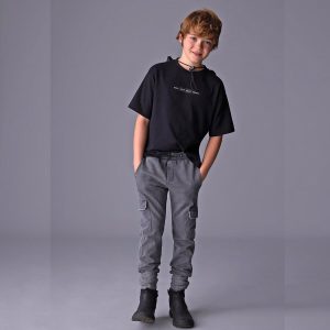 Παιδικό παντελόνι cargo Mayoral slim fit 07561-079 Μαύρο για αγόρια