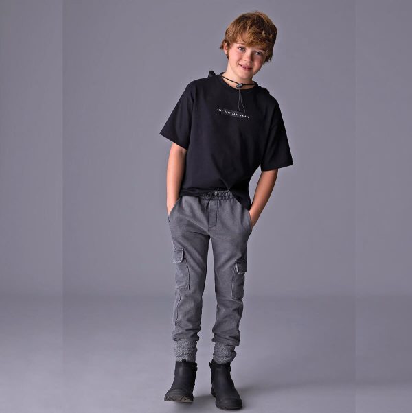 Παιδικό παντελόνι cargo Mayoral slim fit 07561-079 Μαύρο για αγόρια