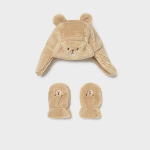 Σετ γούνινο Mayoral σκούφος με γάντια 10023-066 Μπεζ