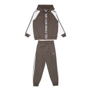Παιδικές φόρμες με ζακέτα Sprint φούτερ με κουκούλα 252-3032 Χακί για αγόρια που τους αρέσει το ωραίο και άνετο αθλητικό ντύσιμο τον χειμώνα