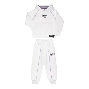 Παιδική φόρμα φούτερ Sprint με κουκούλα 252-4044 Off white για κορίτσια