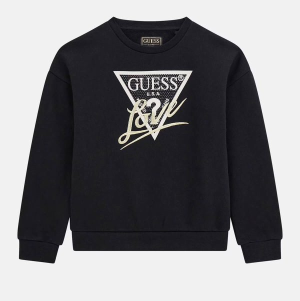 Μπλούζα φούτερ Guess με strass & κέντημα Μαύρο J5BQ04KAV34