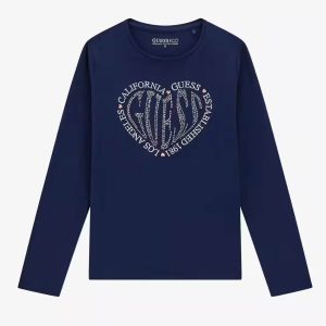 Μπλούζα μακό Guess strass λογότυπο Μπλε J5YI38K6YW4