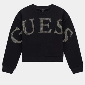 Μπλούζα φούτερ Guess με strass Μαύρο J5YQ09KAV34