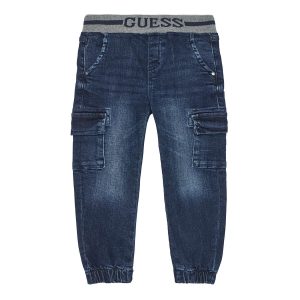 Παντελόνι jean cargo Guess ελαστικό N5YA07D46T0 Μπλε σκούρο
