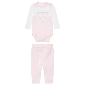 Βρεφικό σετ με φορμάκι Guess με παντελόνι σε συσκευασία δώρου Ροζ H5YW08J1314 για κορίτσια, ιδανικό για δώρο νεογέννητου (2τεμάχια)