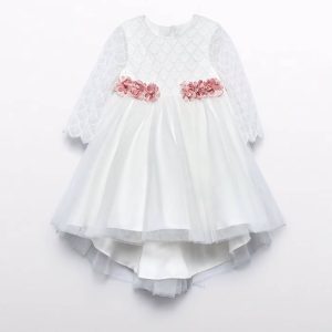 Βρεφικό φόρεμα αμπιγέ τούλινο με κέντημα Abel & Lula 05501-01 Κρεμ για κορίτσια που θέλουν λαμπερές εμφανίσεις και στην βάπτιση τους