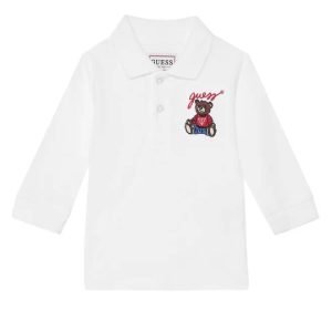 Παιδική μπλούζα πόλο Guess με κεντημένο αρκουδάκι για αγόρια N5YP00KADZ4 που θέλουν επώνυμο και ξεχωριστό λίγο ιδιαίτερο ντύσιμο τον χειμώνα