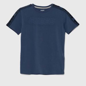Παιδική μπλούζα Guess κοντομάνικη 3d λογότυπο Μπλε σκούρο L4YI50J1314 για αγόρια εφήβους που θέλουν επώνυμο αθλητικό ντύσιμο