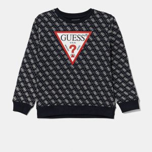 Παιδική μπλούζα φούτερ Guess N5YQ00KA6R4 Μπλε σκούρο 4G για αγόρια που τους αρέσει το επώνυμο καθημερινό χειμωνιάτικο ντύσιμο