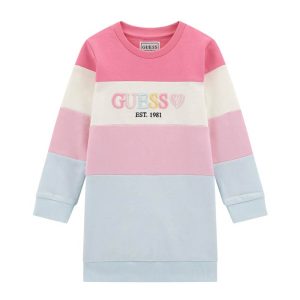 Παιδικό μπλουζοφόρεμα Guess κεντημένο λογότυπο K5YK00KA6R4 Ροζ για κορίτσια