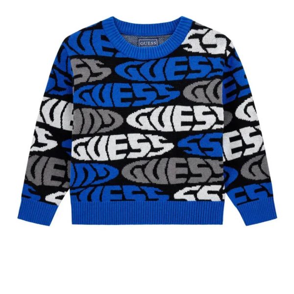 Παιδικό πλεκτό πουλόβερ Guess Μπλε N5YR00Z3GV0 για αγόρια